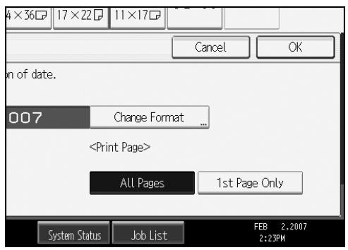 RICOH AFICIO MP W3600 - Press [All Pages] or [1st Page Only] to select the print page. - 1