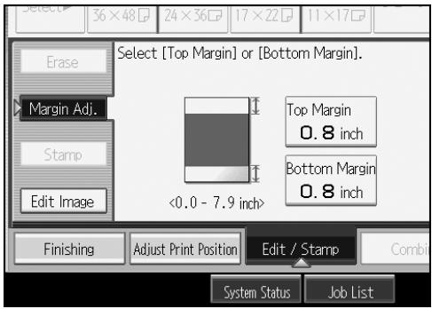 RICOH AFICIO MP W3600 - Press [Top Margin] or [Bottom Margin]. - 1