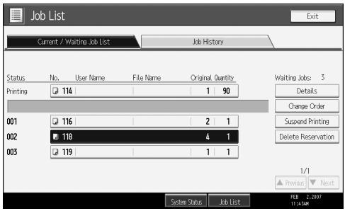 RICOH AFICIO MP W3600 - Deleting jobs - 1