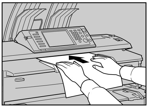 RICOH AFICIO MP W3600 - Using both hands, carefully insert the original between the original guides, copy side down. - 1