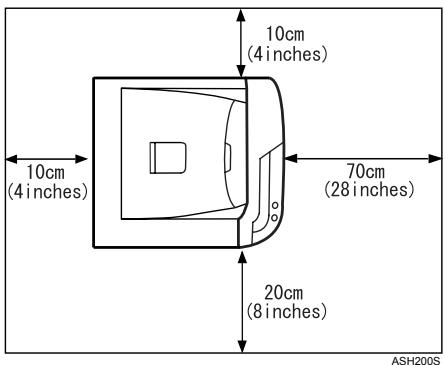 RICOH AFICIO SP C220N - Space Required for Installation - 1