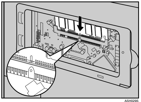 RICOH AFICIO SP C220N - To install the recommended memory, align the notch of the recommended memory with the protruding part of the vacant slot, and then carefully insert the module at an angle. - 1