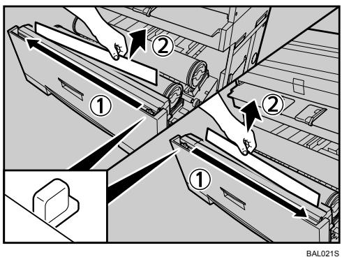 RICOH AFICIO SP W2470 - Turn the paper feed knob in the direction of the arrows until the edge of the paper emerges. - 1