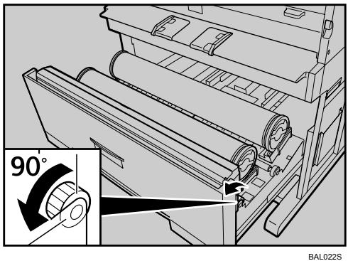 RICOH AFICIO SP W2470 - Turn the paper feed knob in the direction of the arrows until the edge of the paper emerges. - 2