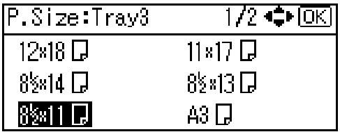 RICOH AFICIO SP W2470 - Select the paper size you want to set using the scroll keys, and then press the [OK] key. - 1