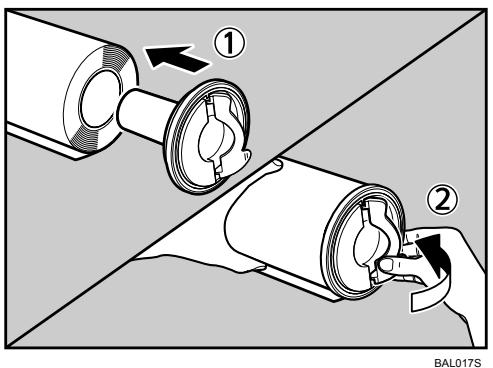 RICOH AFICIO SP W2470 - Insert the paper holders into both ends of the new paper roll. - 1