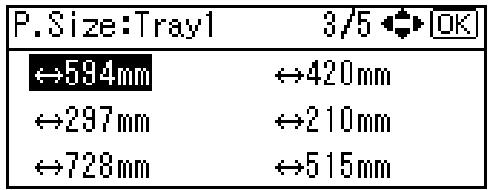 RICOH AFICIO SP W2470 - Select the paper size you want to set using the scroll keys, and then press the [OK] key. - 1