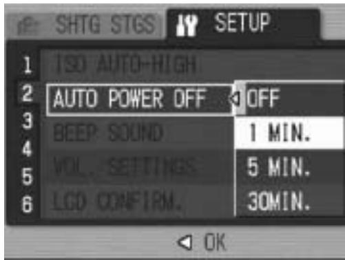 RICOH CAPLIO GX100 - Changing the Auto Power Off Setting (AUTO POWER OFF) - 1