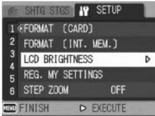 RICOH CAPLIO GX100 - Press the  button to select [LCD BRIGHTNESS] and press the  button. - 1