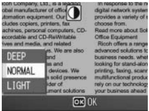 RICOH CAPLIO R6 - Changing the Text Density (Scene Mode) - 2