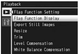 RICOH CX2 - Press the Fn (Function) button, or select [Flag Function Display] from the playback menu, and press the ADJ./OK button ▶. - 1