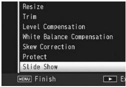 RICOH CX2 - Press the ADJ./OK button ▼ to select [Slide Show] and press the button ▶. - 1