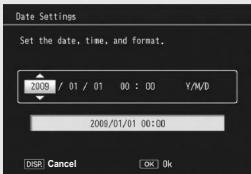 RICOH CX2 - Press the ADJ./OK button ▲▼◀▶ to set the year, month, date, time and format. - 1