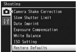 RICOH CX2 - Restoring the Shooting Menu Settings to their Defaults - 1