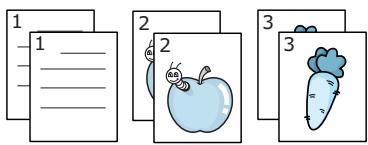 Illustrated image showing three groups of books with blank lined-out papers and cartoon drawings: one with apples, another with a carrot.