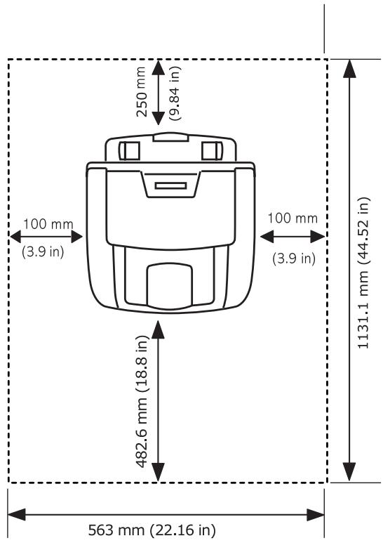 250 mm (9.84 in) 100 mm (3.9 in) 100 mm (3.9 in) 482.6 mm (18.8 in) 1131.1 mm (44.52 in) 563 mm (22.16 in)