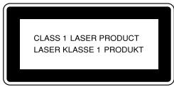 CLASS 1 LASER PRODUCT LASER KLASSE 1 PRODUKT
