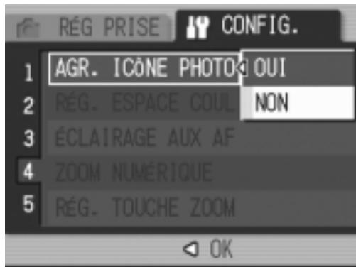 RICOH GR DIGITAL - Agrandissement de l'affichage des icônes (AGR. icône PHOTO) - 1
