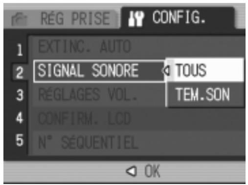 RICOH GR DIGITAL - Pour changer le réglage du SIGNAL SONORE (SIGNAL SONORE) - 1
