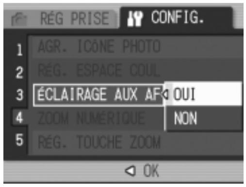 RICOH GR DIGITAL - Paramétrage de l'éclairage d'appoint AF (éclairage aux. AF) - 1