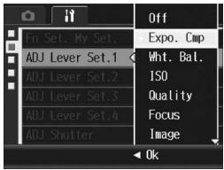 RICOH GR DIGITAL II - Assigning a Function to the ADJ. Lever (ADJ Lever Set.1) - 1