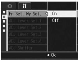 RICOH GR DIGITAL II - Setting Whether to Save the Fn (Function) Button Function to My Settings (Fn Set. My Set.) - 1