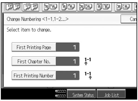 RICOH PRO 906EX - Specifying the first printing page and start number ("1-1,1-2..." - 1