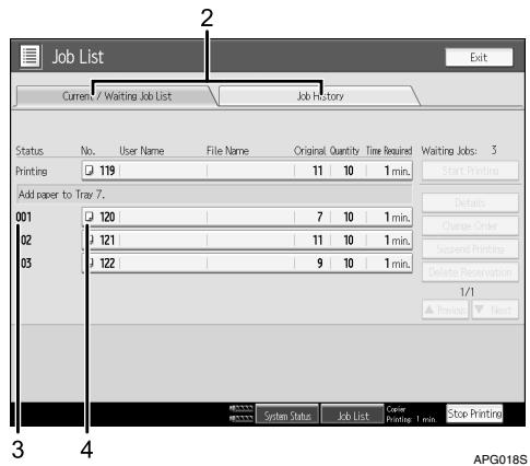 RICOH PRO 906EX - Job List screen - 2