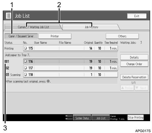 RICOH PRO 906EX - Job List screen - 1