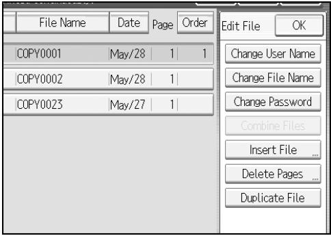 RICOH PRO 906EX - Changing User Name, File Name or Password of a Stored Document - 2
