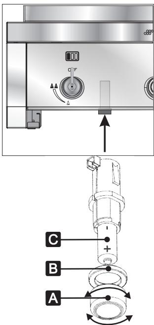 SMEG BQ61SDE - Fitting and changing the battery - 1