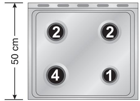 SMEG CX51GVE - Arrangement of the burners on the hob (60 cm model) - 2