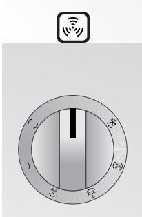 Digital display screen showing a rotary dial with Wi-Fi signal icon above it