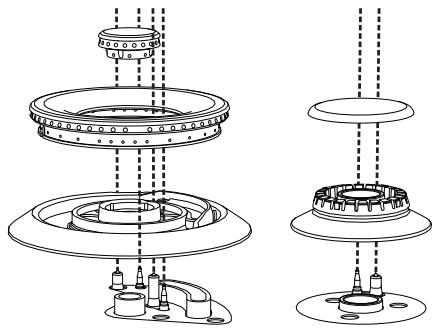 SMEG P1641XTD - Correct positioning of the flame-spreader crowns and burner caps - 1