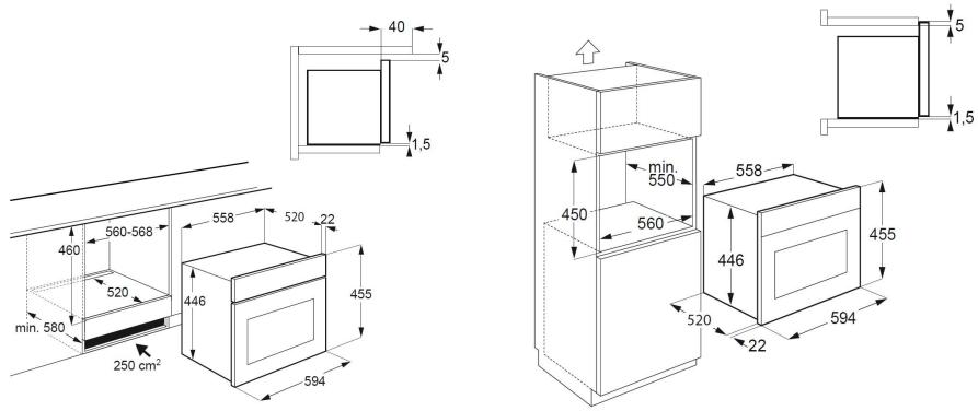 SMEG SA45VCX2 - Positioning the oven - 1