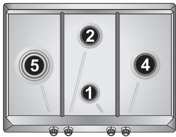 SMEG SPR876RAGH - Arrangement of the burners on the cooking hob - 1