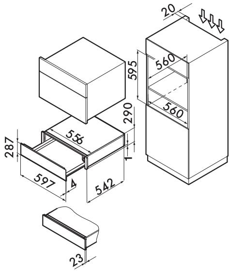 SMEG CTPS313X - Appliance overall dimensions (mm) - 1