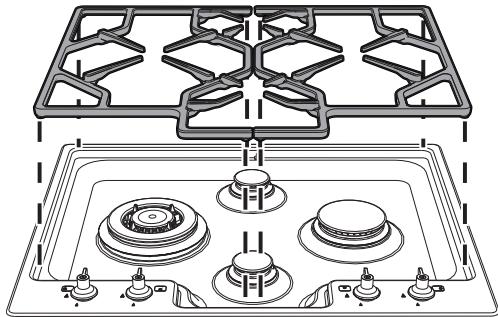 SMEG GKOC64NLK - Positioning the pan stands - 1