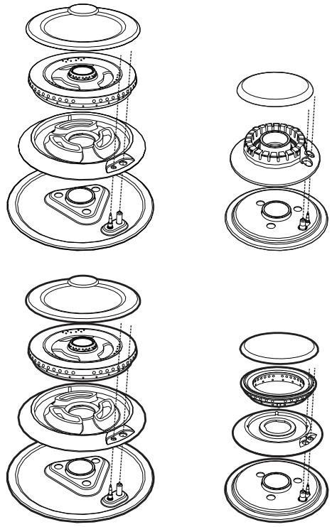 SMEG PM3721WLD - Correct positioning of the flame-spreader crowns and burner caps - 1