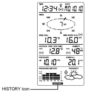 LA CROSSE TECHNOLOGY WS1600 - To view the weather history: - 1