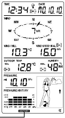 LA CROSSE TECHNOLOGY WS1700 - To view the weather history: - 1