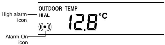 LA CROSSE TECHNOLOGY WS1700 - Set the Outdoor temperature alarm value (High or Low alarm value): - 1