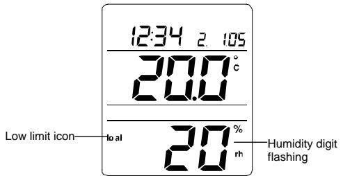 LA CROSSE TECHNOLOGY WS8610 - To set the low humidity alarm: - 1