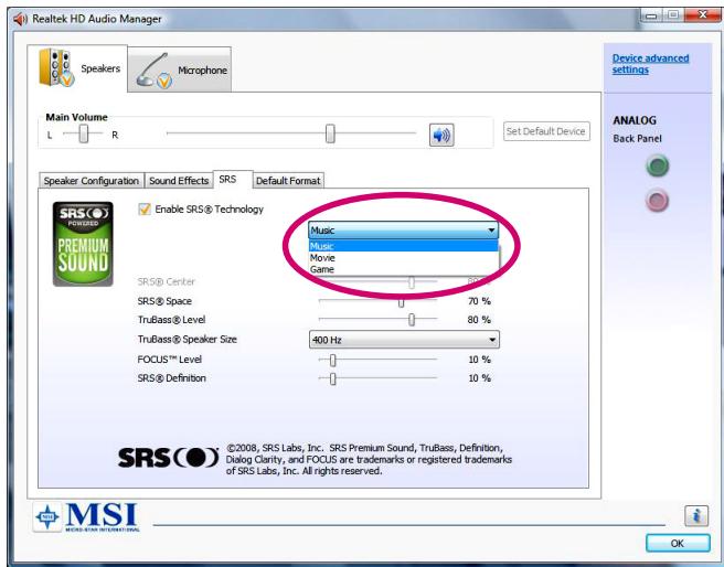 MSI MS-AA16 V1.X - Using the SRS Premium Sound - 3