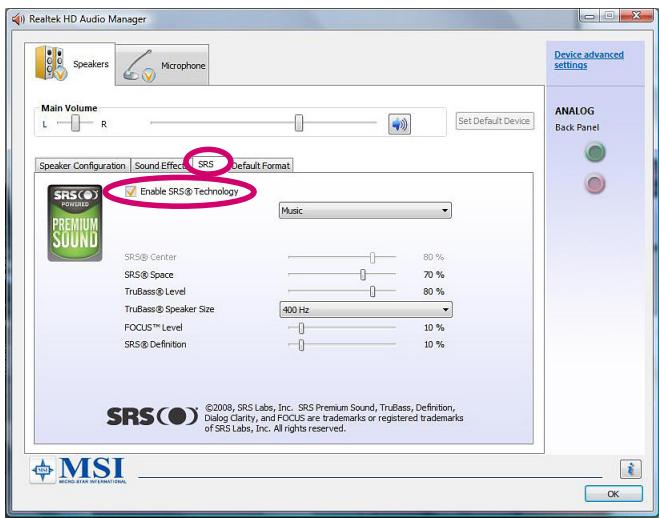 MSI MS-AA16 V1.X - Using the SRS Premium Sound - 2