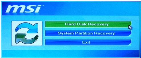 msi Hard Disk Recovery System Partition Recovery Exit