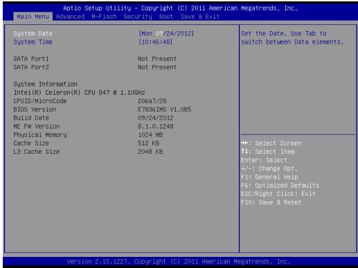 MSI C847IS-P33, C847MS-E33 - 選單頁籤 - 1
