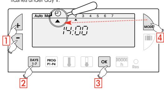 FLASH THERMO DIGI 2 HF - Setting current time and day - 2