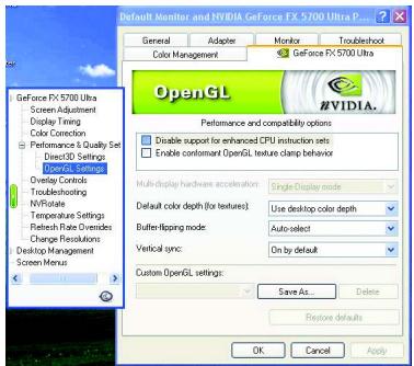 GIGABYTE GV-N57128D - OpenGL Settings properties - 1
