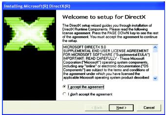 GIGABYTE GV-N57128D - DirectX installation - 3